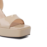 Ankle Strap Patent Leather Platform Sandals